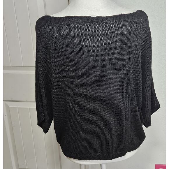 Mossimo Women's Medium Boat Neck Knit Pullover Short Sleeve Black Sweater - Picture 3 of 11